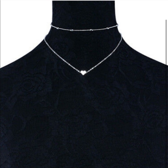 2/$10 RESTOCKED Simple Heart Necklace Double Layer Cute - Picture 2 of 3